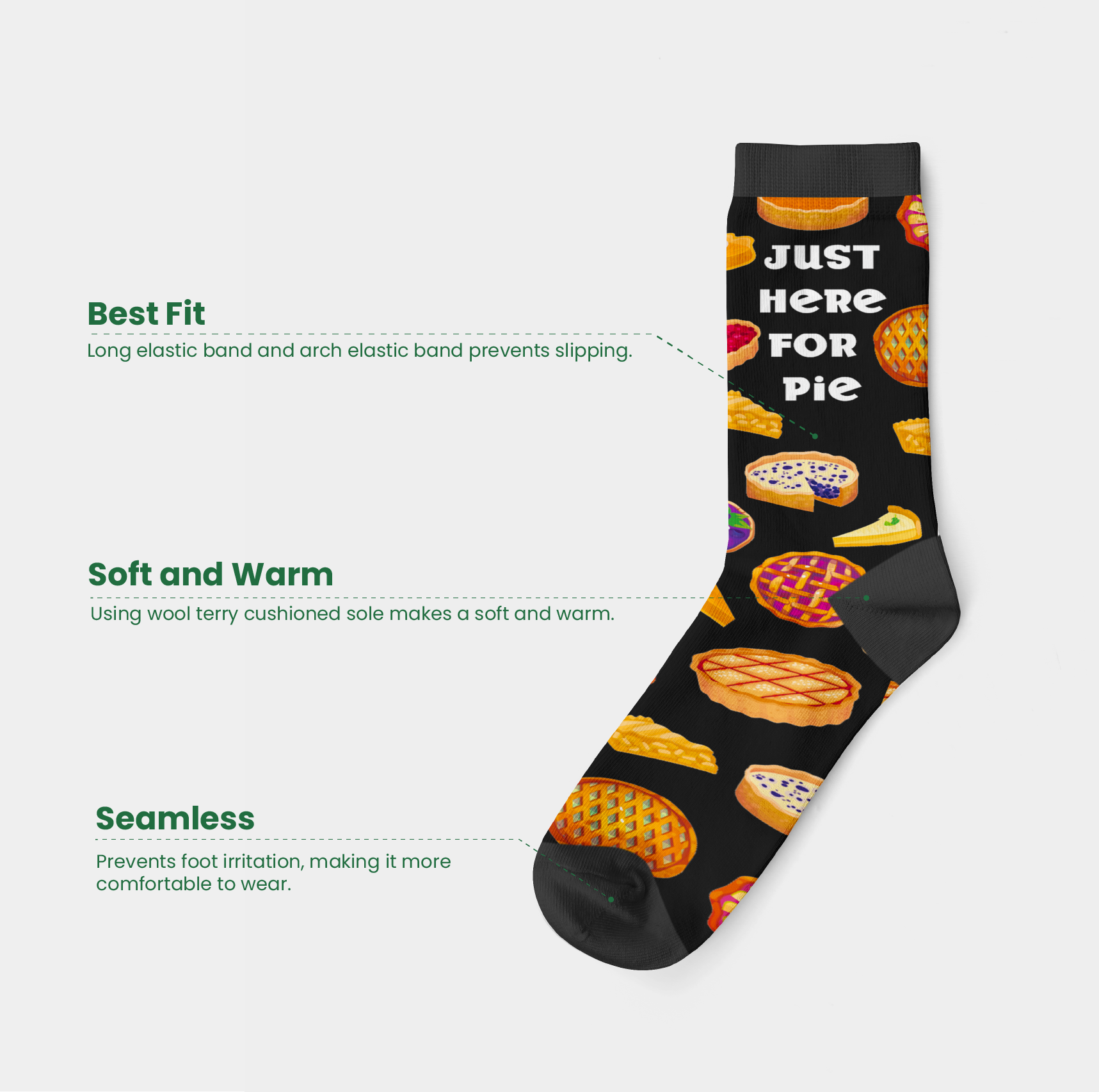 I'm Just Here for The Pie Wool Socks (7")