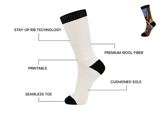 Elite Wool Crew Socks – Full-Color Print
