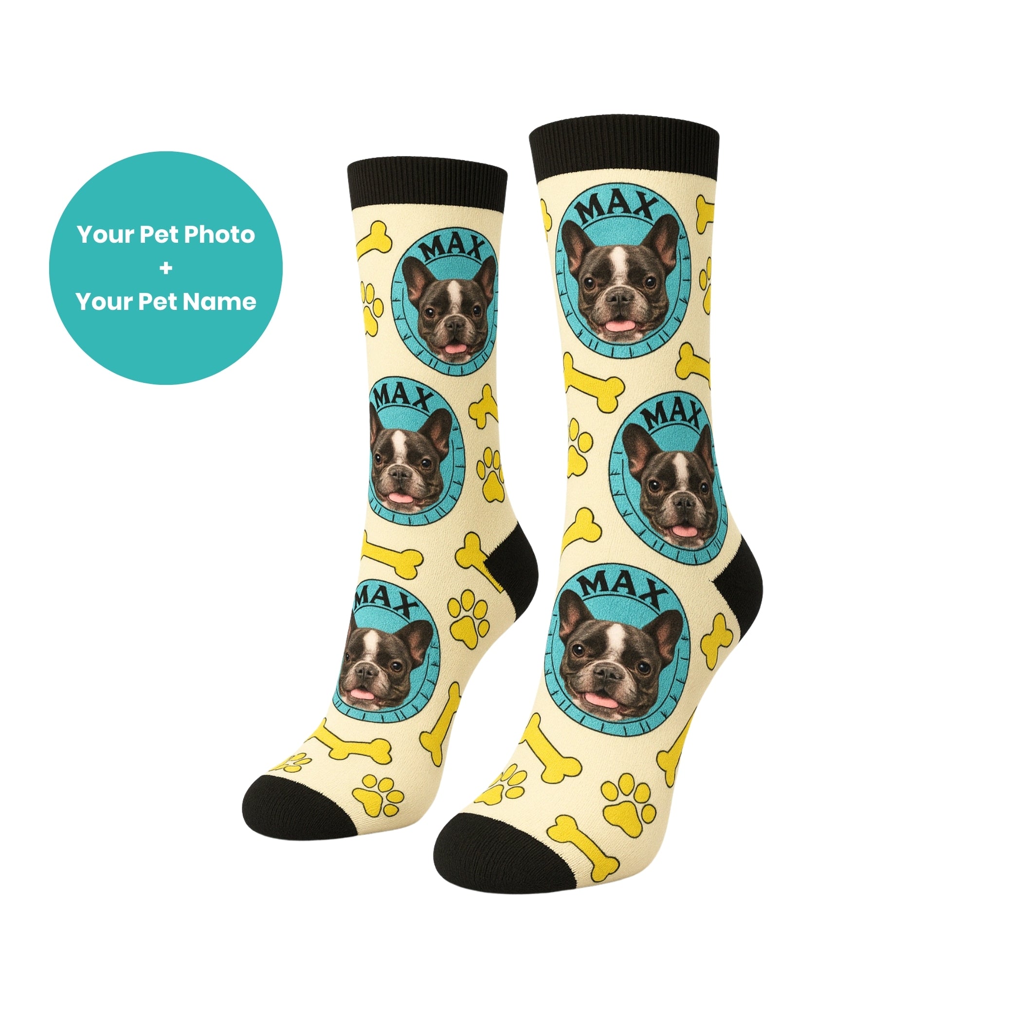 Custom Pet Name and Photo Printed Socks