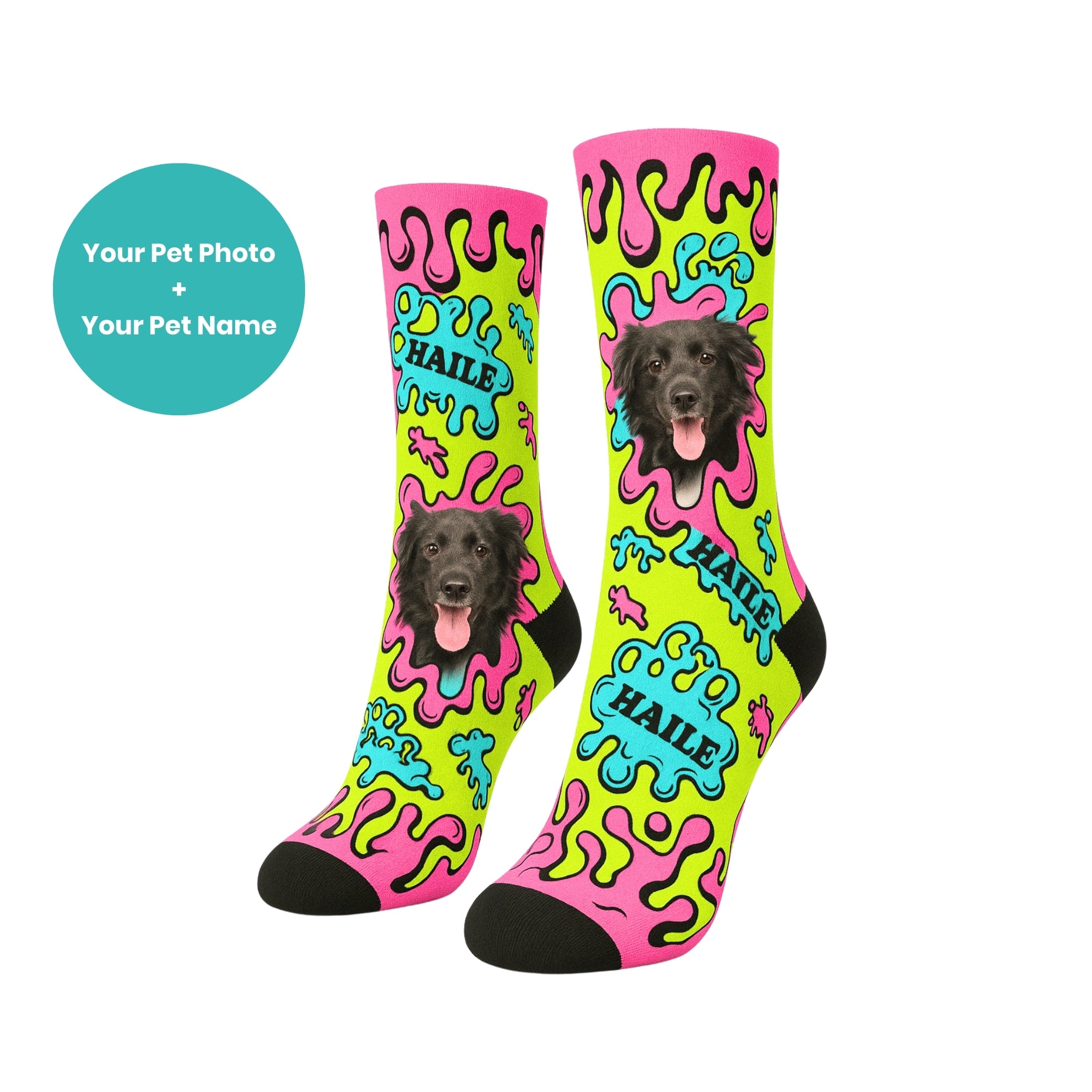 Custom Pet Name and Photo Printed Socks