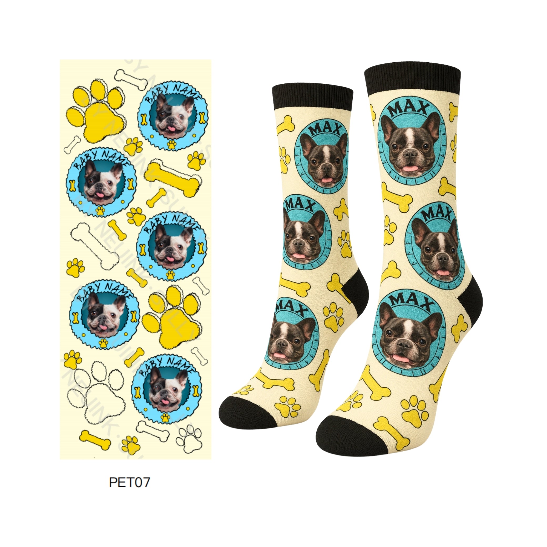 Custom Pet Name and Photo Printed Socks