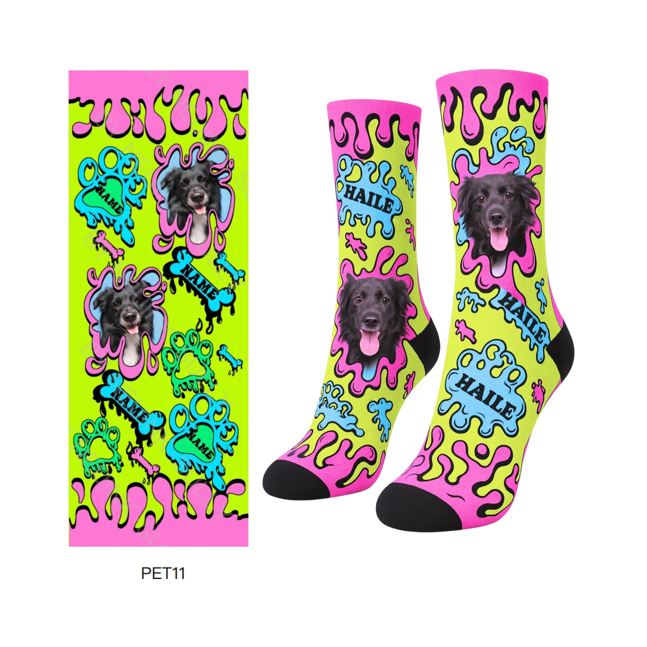 Custom Pet Name and Photo Printed Socks