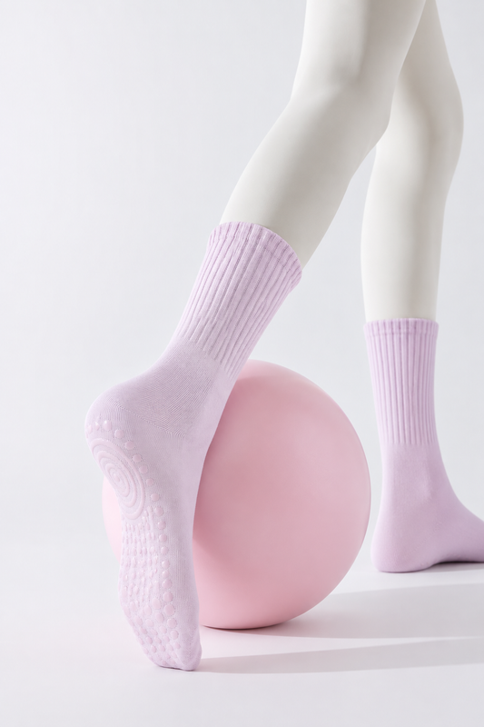 Women's Crew Length Non-Slip Grip Yoga Socks for Pilates Barre