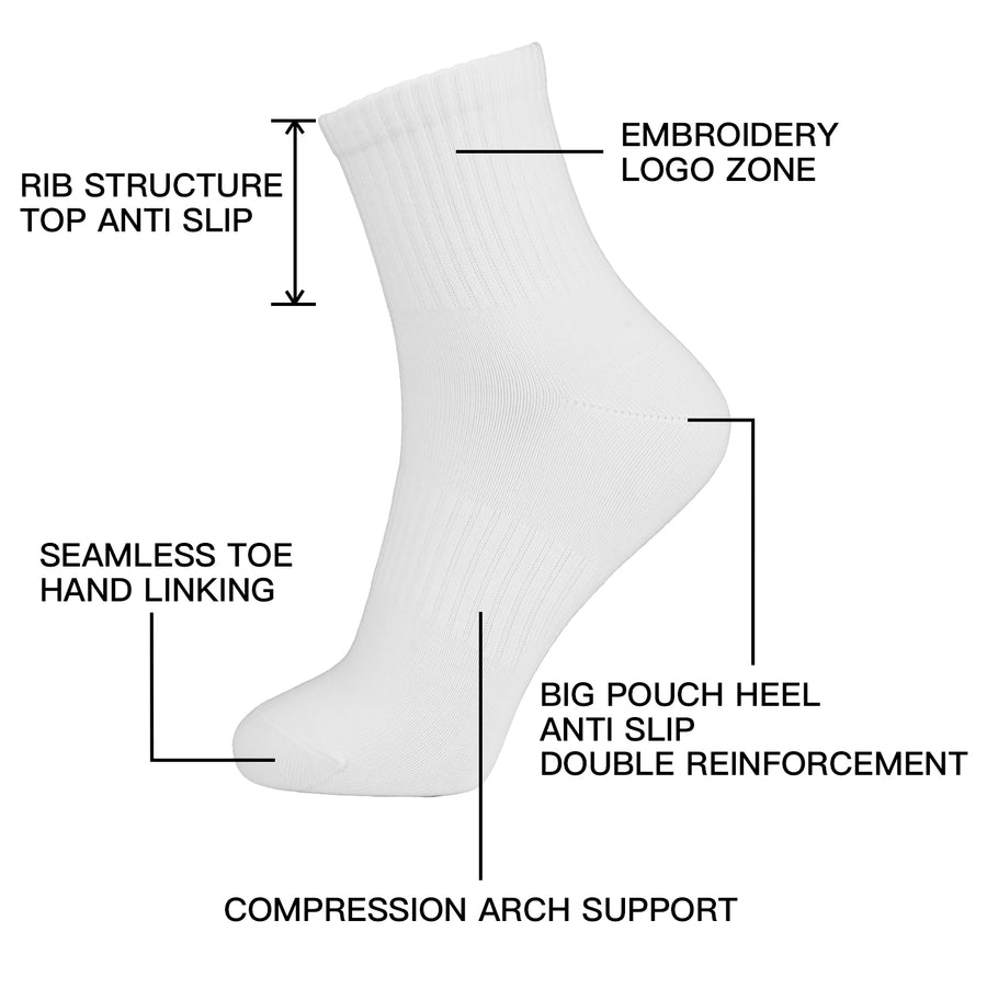 Everyday Quarter Socks - Embroidered