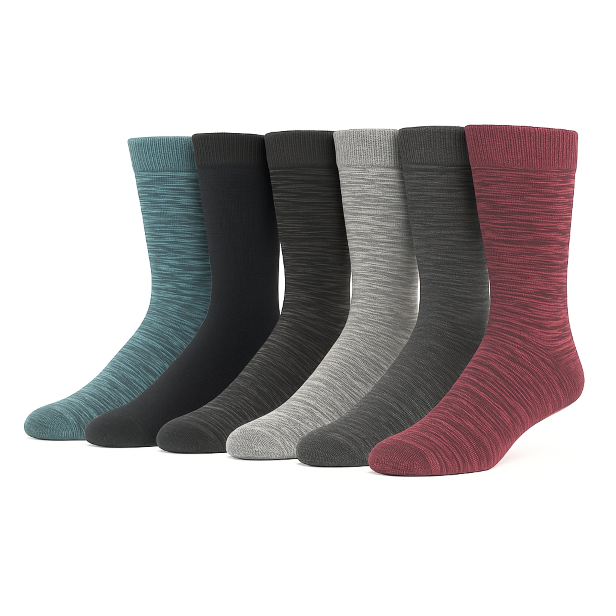 6 Pair Pack Crew Assorted Colors Random Feed Socks-TEAQ