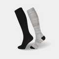 gray and black knee high socks