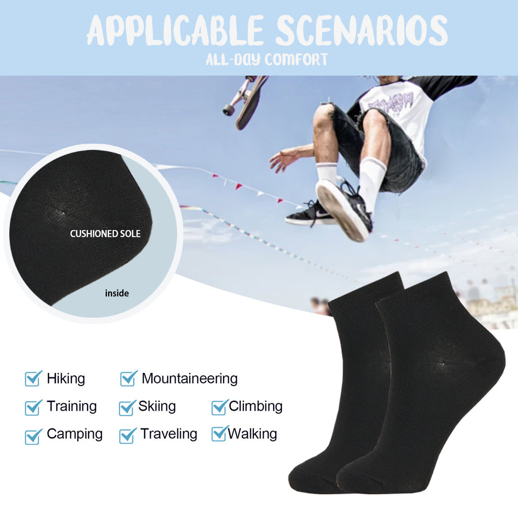 6 Pair Pack Black Ankle Socks-BLCK