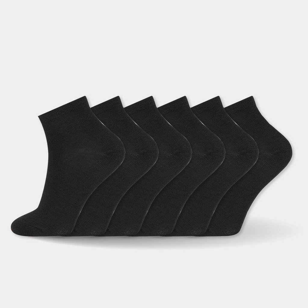 6 Pair Pack Black Ankle Socks-BLCK